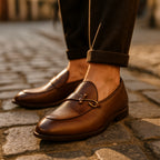 Mocassins cuir à boucle métal pour homme