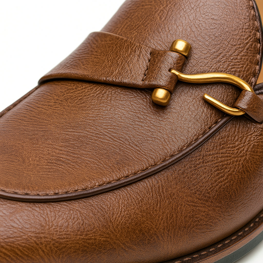 Mocassins cuir à boucle métal pour homme