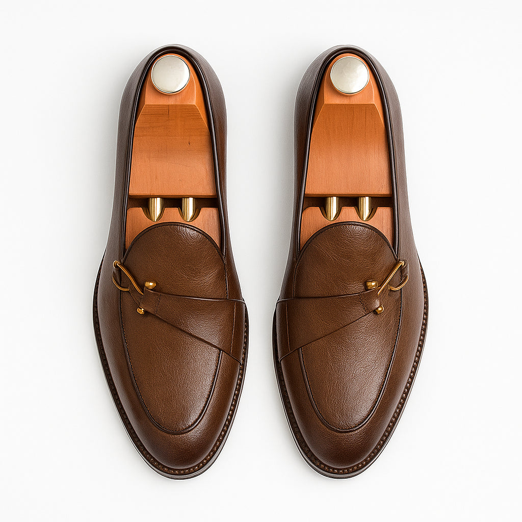Mocassins cuir à boucle métal pour homme