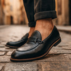 Mocassins cuir à boucle métal pour homme
