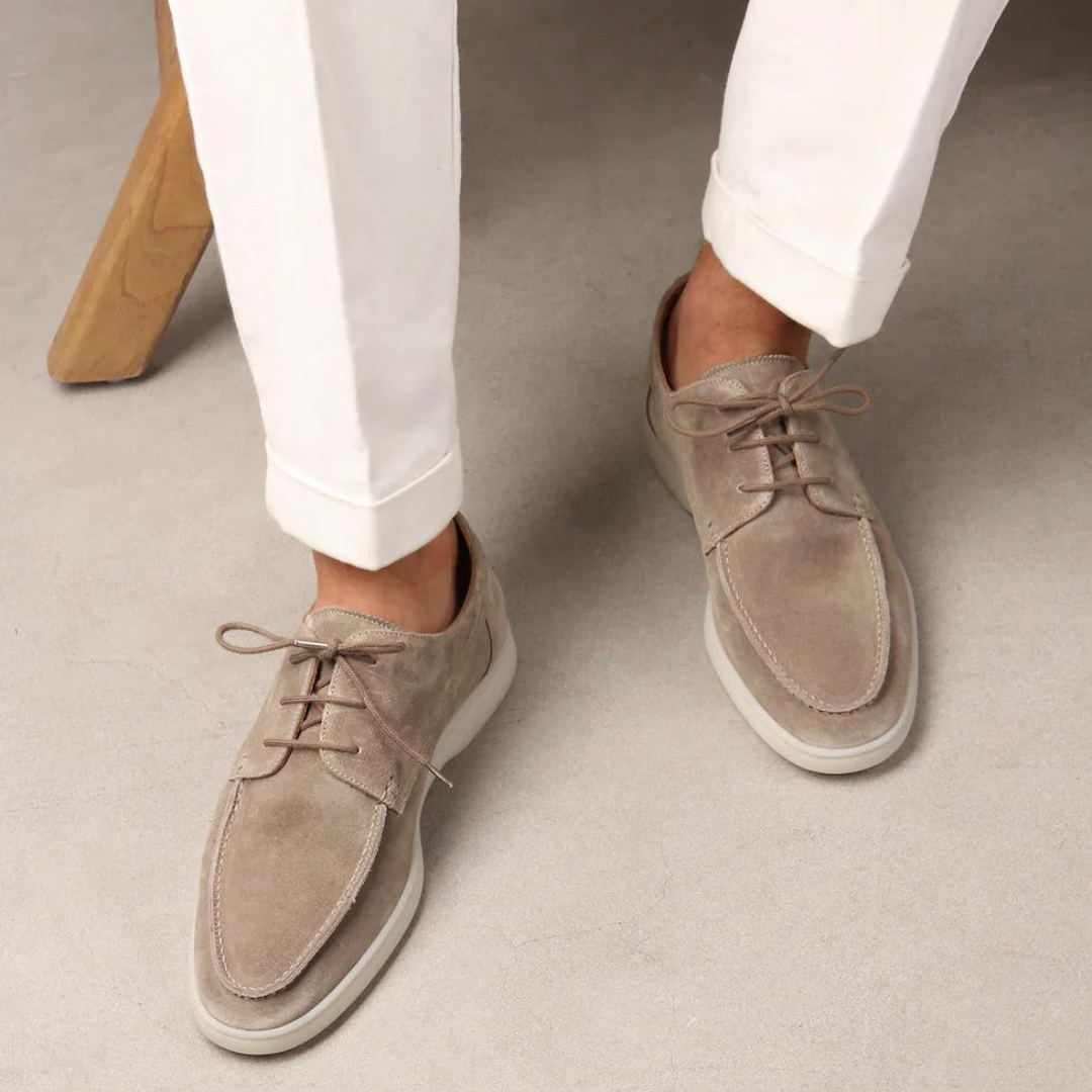 Mocassins en daim à lacets et semelle contrastée pour homme