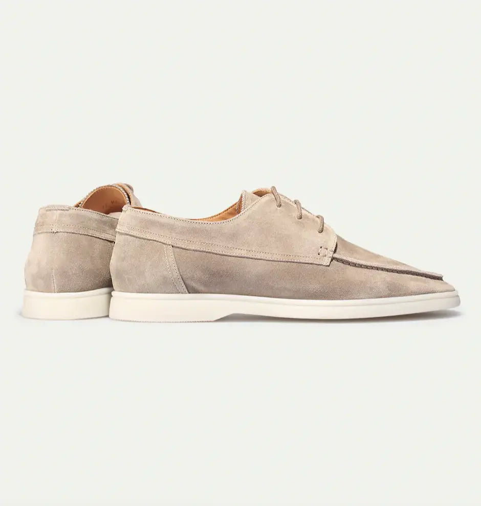 Mocassins en daim à lacets et semelle contrastée pour homme