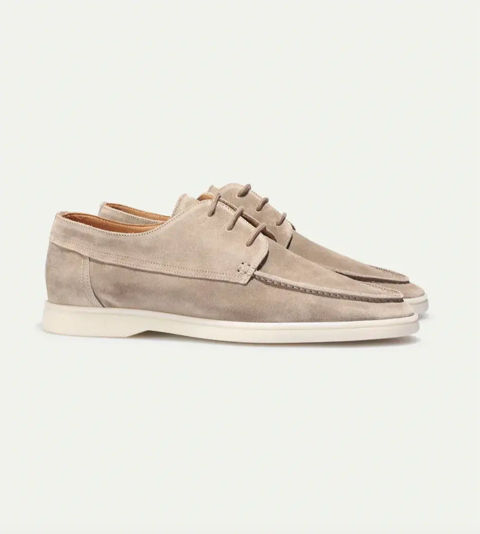 Mocassins en daim à lacets et semelle contrastée pour homme