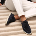 Mocassins en daim à lacets et semelle contrastée pour homme