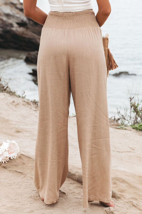 Pantalon large fluide taille smockée pour femme – vue 4