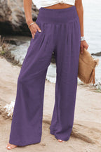 Pantalon large fluide taille smockée pour femme – vue 20