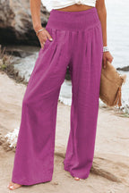 Pantalon large fluide taille smockée pour femme – vue 22