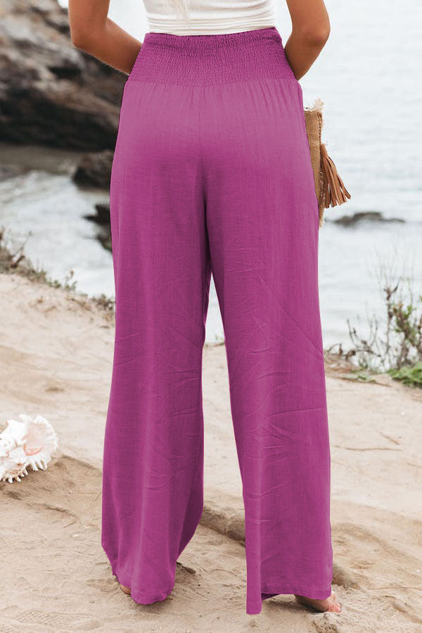Pantalon large fluide taille smockée pour femme – vue 23