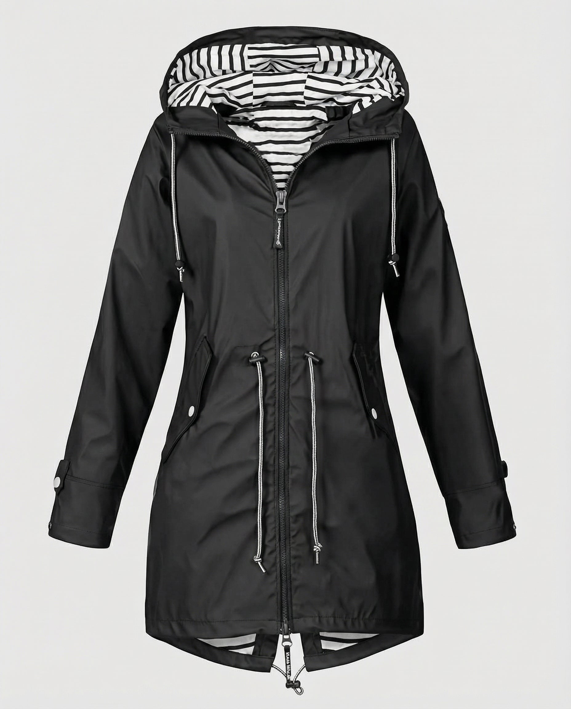 Parka imperméable à capuche avec cordons ajustables pour femme
