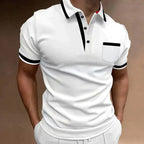 Polo blanc avec détails noirs et poche poitrine blanc pour homme