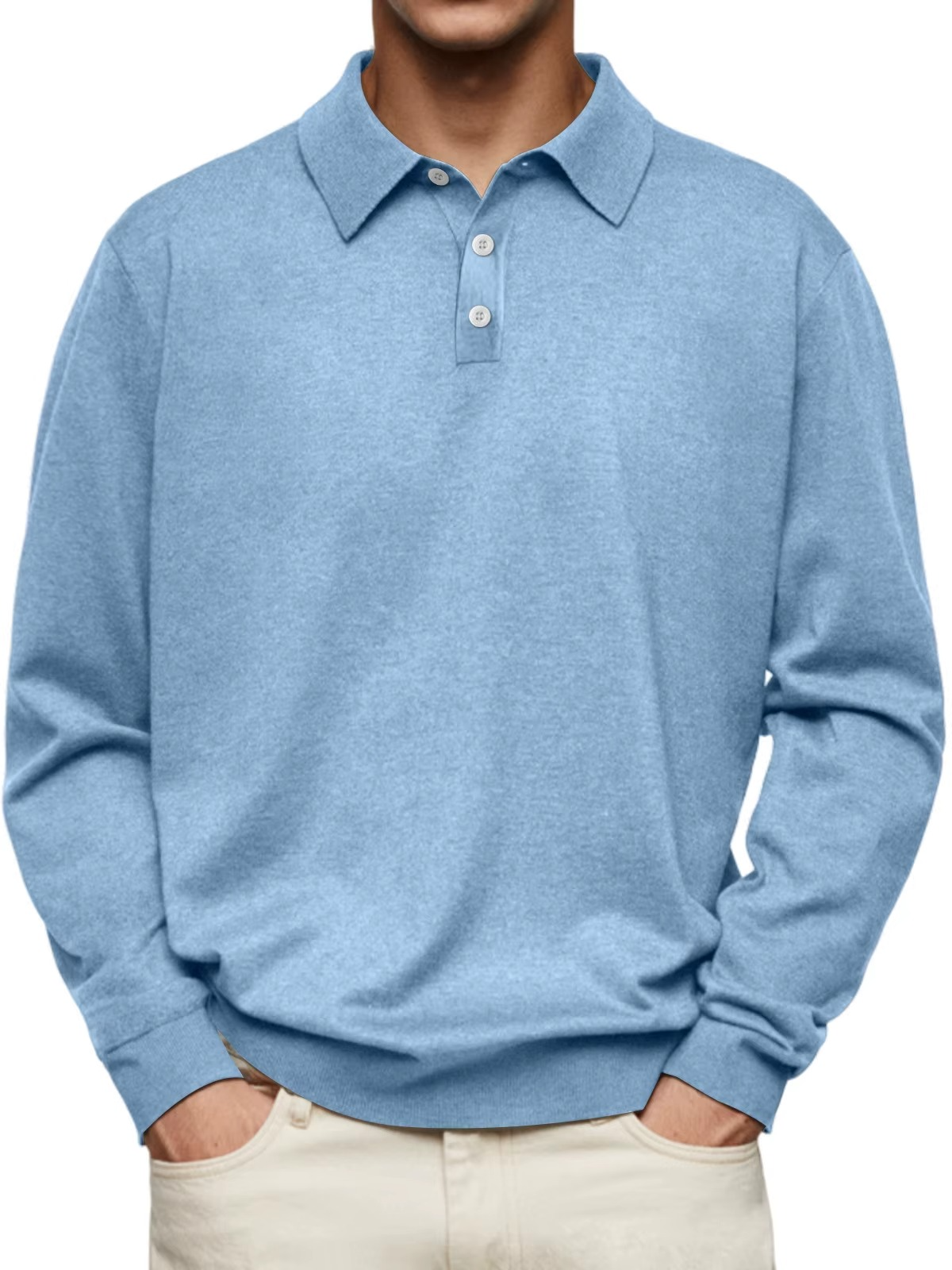 Polo manches longues col structuré pour homme