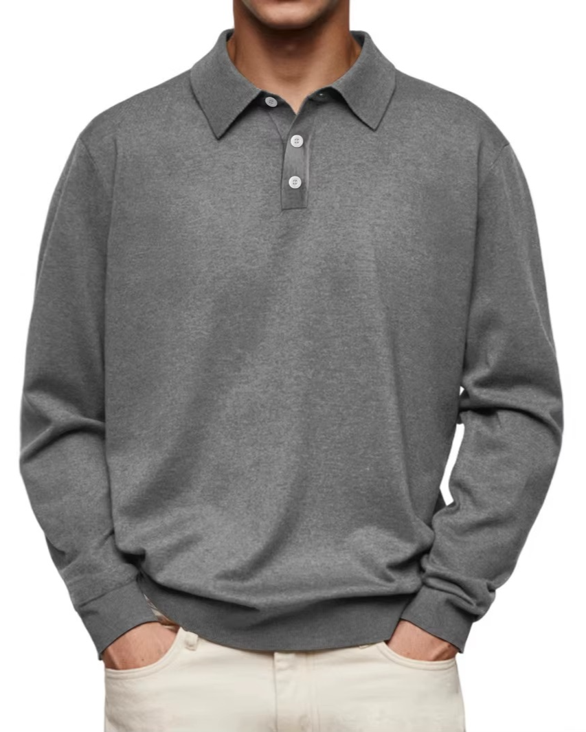 Polo manches longues col structuré pour homme