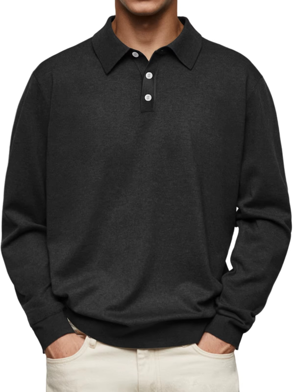 Polo manches longues col structuré pour homme