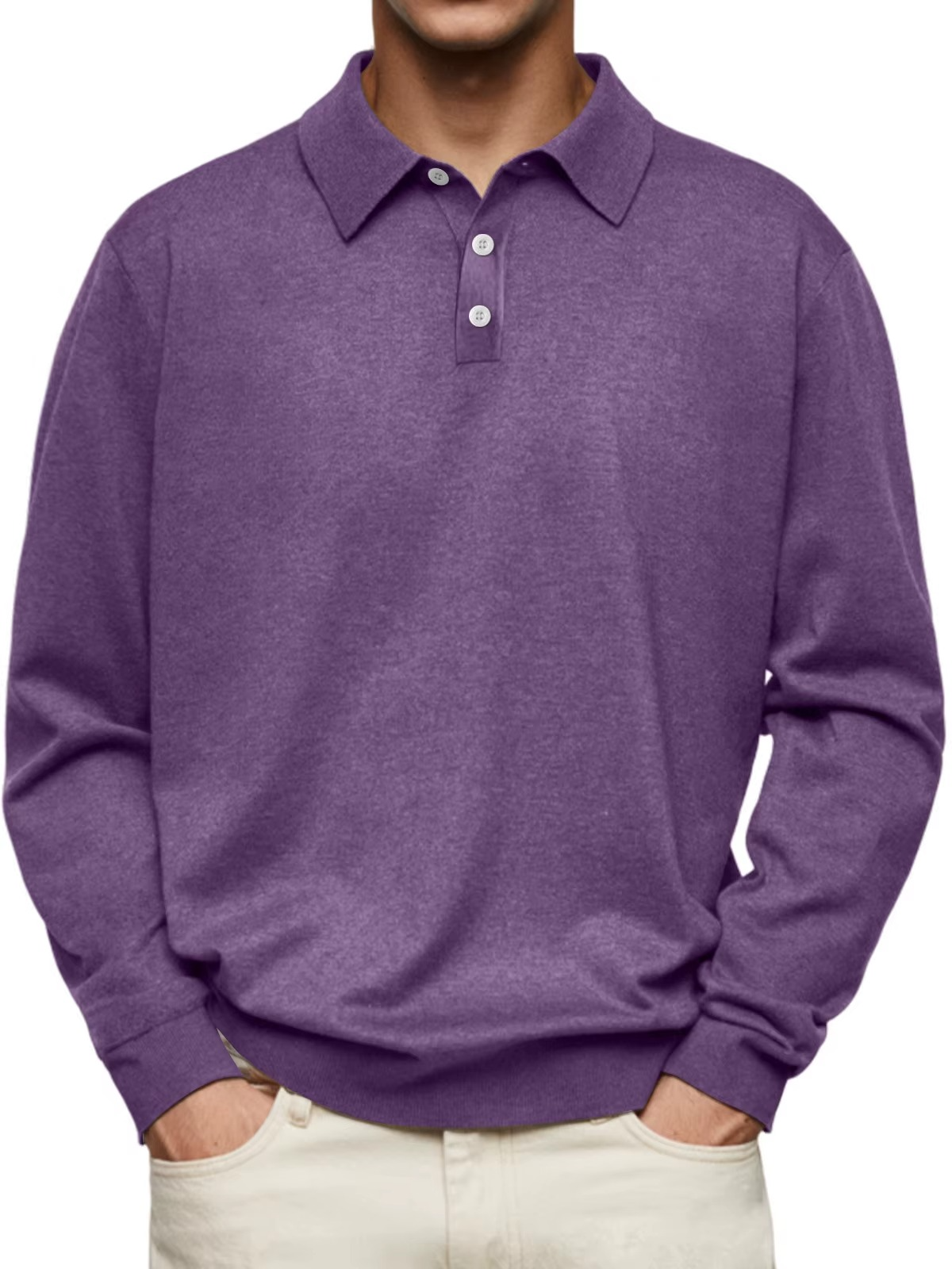 Polo manches longues col structuré pour homme