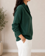 Pull col châle encolure V pour femme – vue 2
