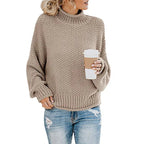 Pull col montant à bandes tricolores écru pour femme