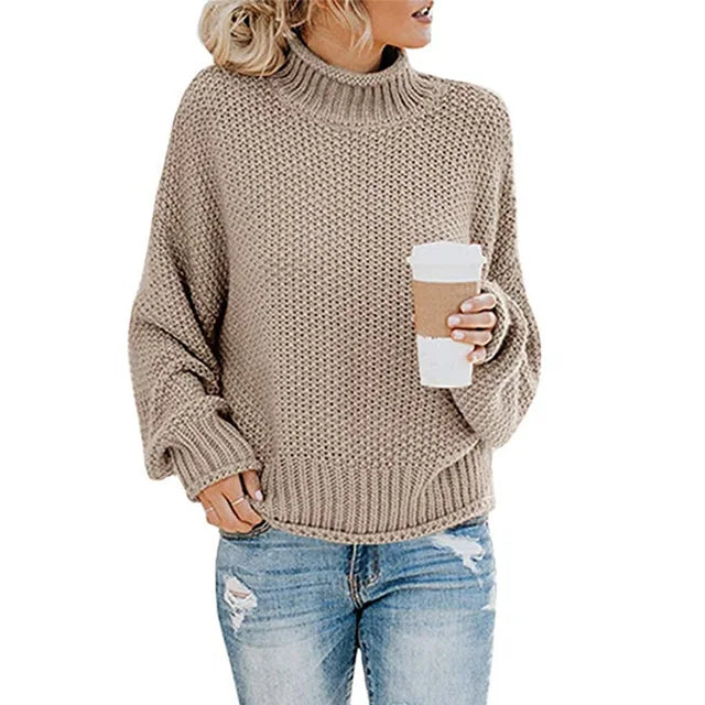 Pull col montant à bandes tricolores écru pour femme