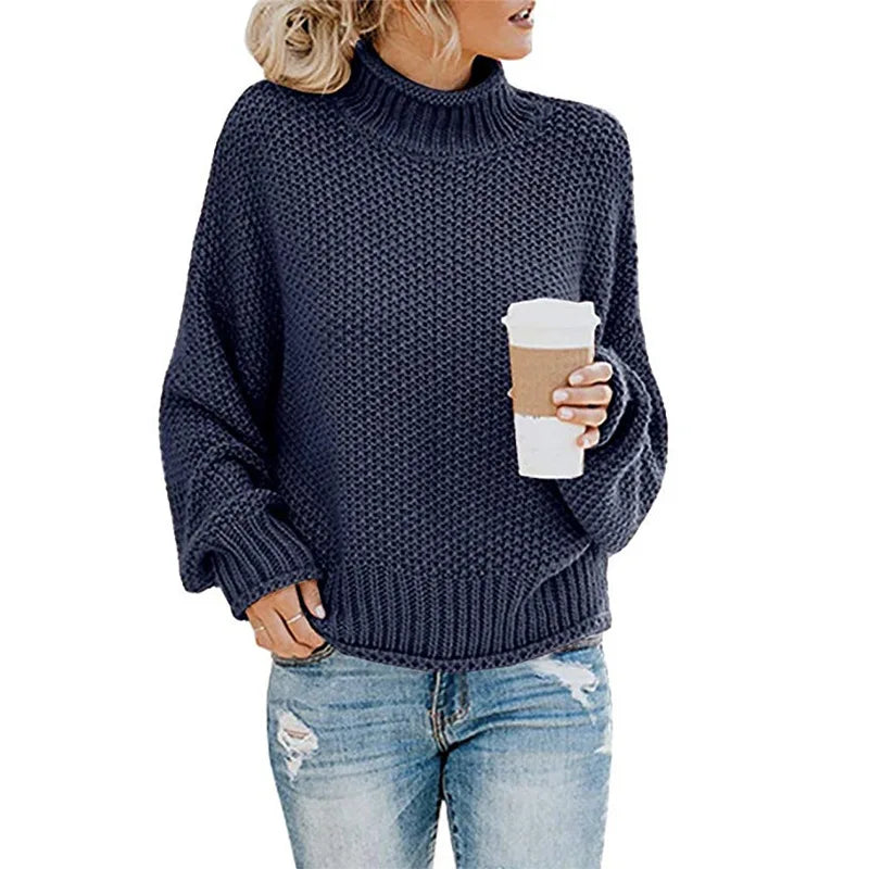 Pull col montant à bandes tricolores pour femme – vue 3
