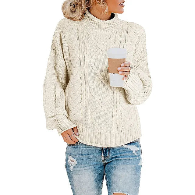 Pull col montant à bandes tricolores pour femme – vue 8