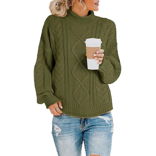 Pull col montant à bandes tricolores pour femme – vue 13