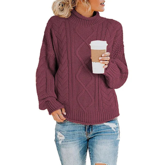 Pull col montant à bandes tricolores pour femme – vue 18