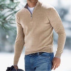 Pull col montant avec zip quart abricot pour homme