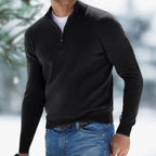 Pull col montant avec zip quart noir pour homme