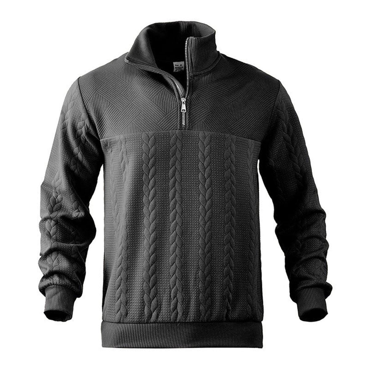 Pull col montant demi-zip motif torsades pour homme – vue 7