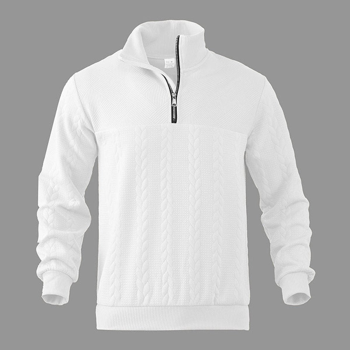 Pull col montant demi-zip motif torsades pour homme – vue 9