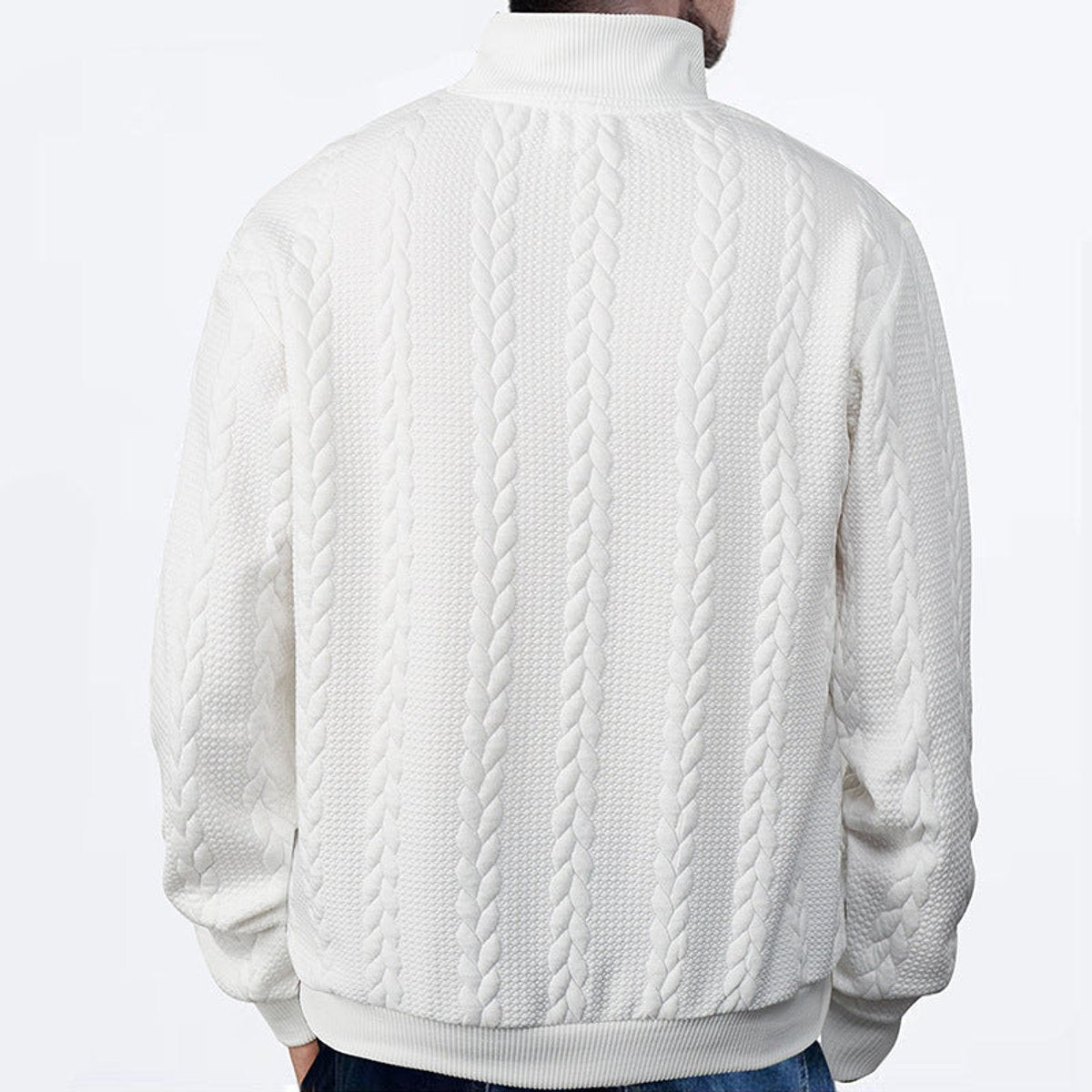 Pull col montant demi-zip motif torsades pour homme – vue 11