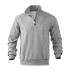 Pull col montant demi-zip motif torsades pour homme