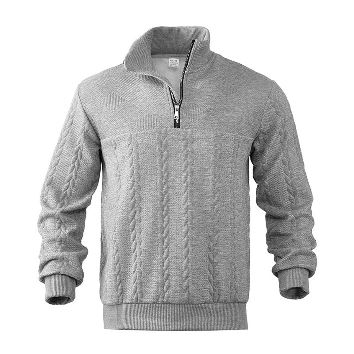 Pull col montant demi-zip motif torsades pour homme