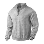 Pull col montant demi-zip motif torsades heather gris pour homme