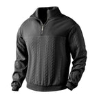 Pull col montant demi-zip motif torsades noir pour homme
