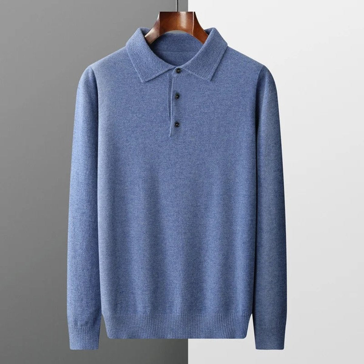 Pull col polo boutonné manches longues pour homme – vue 7