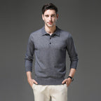 Pull col polo boutonné manches longues pour homme
