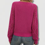 Pull col V manches ajourées pour femme