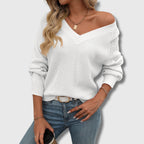 Pull col V manches ajourées pour femme – vue 2