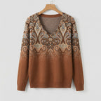 Pull col V motif paisley pour femme