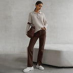 Pull côtelé col zippé ajustable pour femme – vue 4