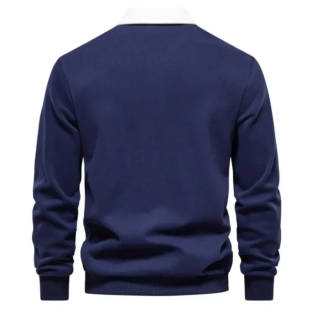 Pull polo col contrasté manches longues pour homme
