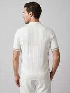 Pull polo zippé à rayures verticales pour homme
