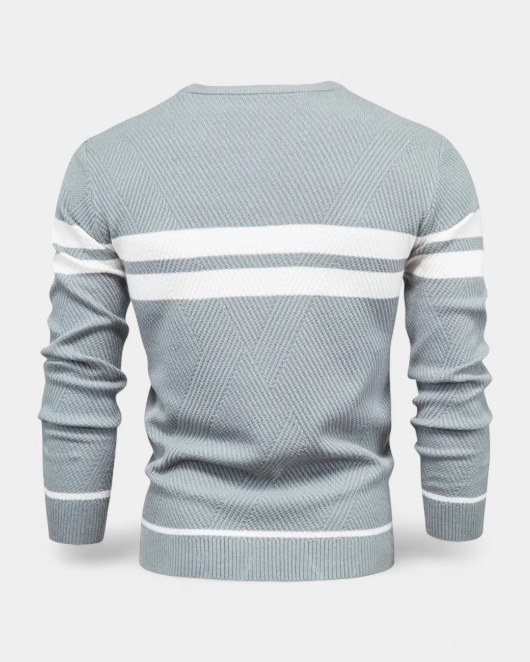 Pull texturé rayures contrastées col rond pour homme – vue 4