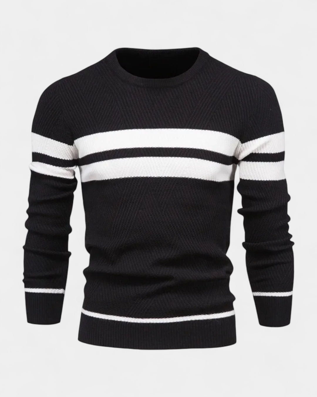 Pull texturé rayures contrastées col rond pour homme – vue 5