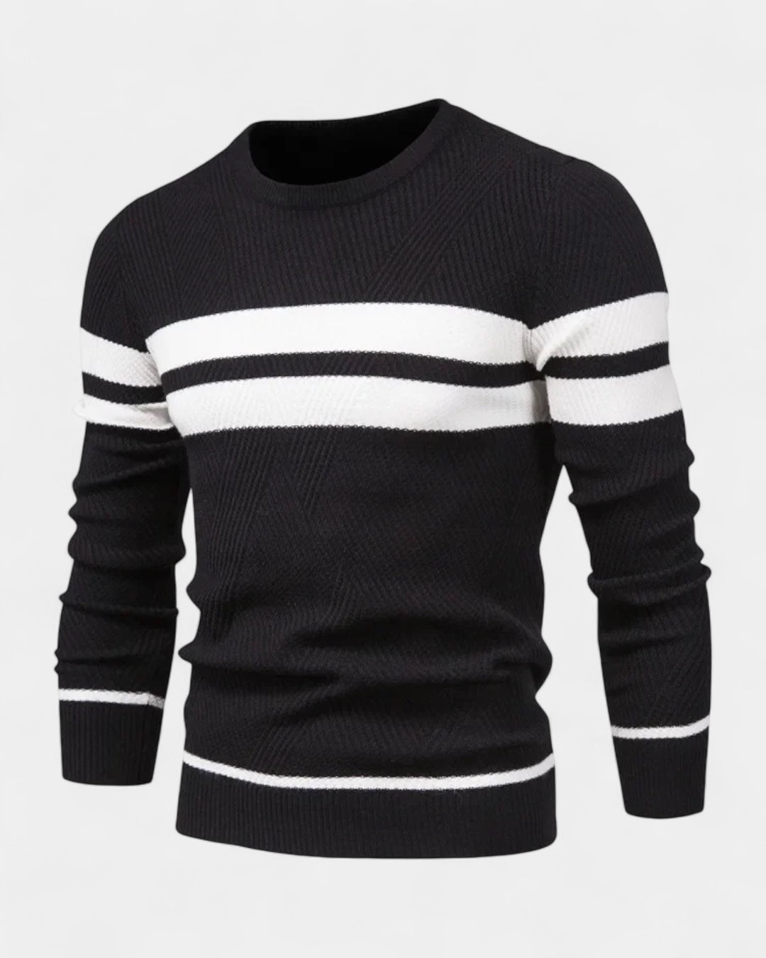 Pull texturé rayures contrastées col rond pour homme – vue 6