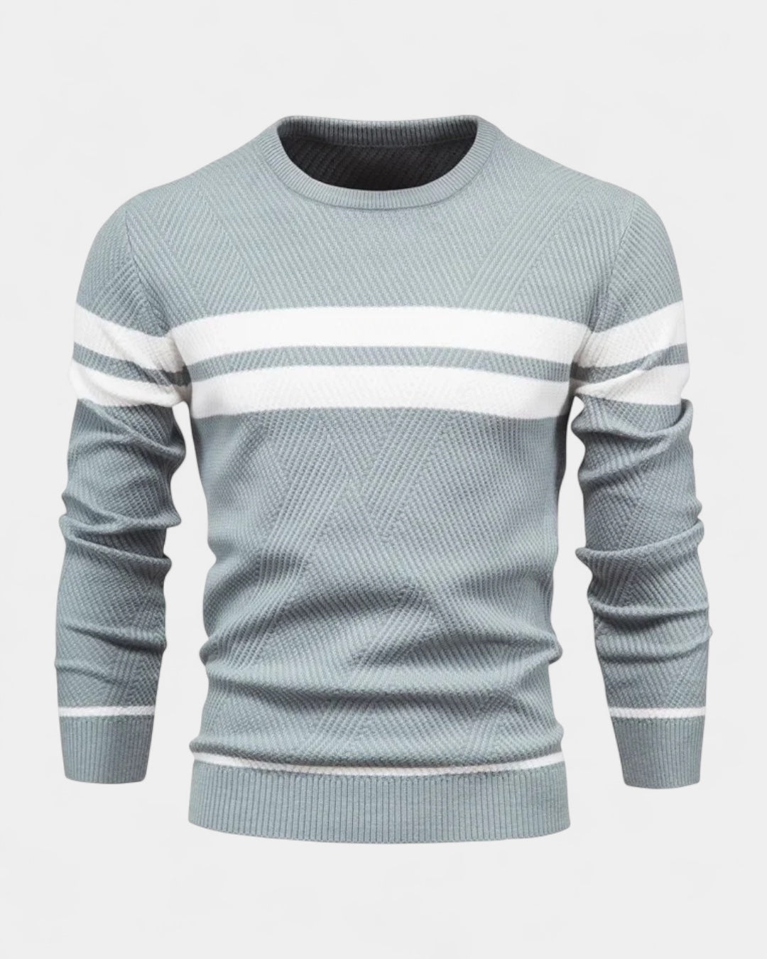 Pull texturé rayures contrastées col rond pour homme