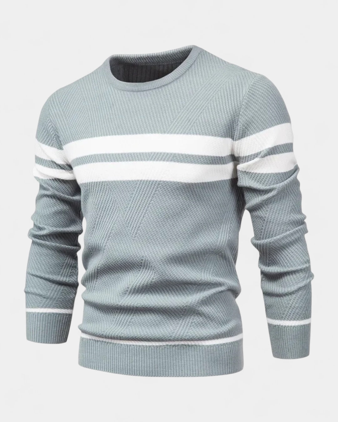 Pull texturé rayures contrastées col rond pour homme – vue 2