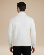 Pull torsadé col montant demi-zip pour homme – vue 2