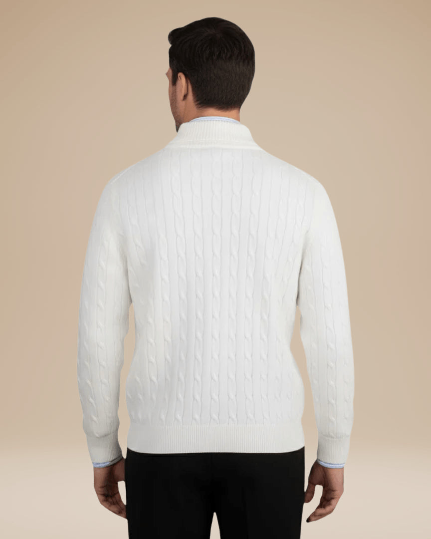 Pull torsadé col montant demi-zip pour homme – vue 2