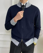 Pull zippé col montant finitions côtelées pour homme – vue 8